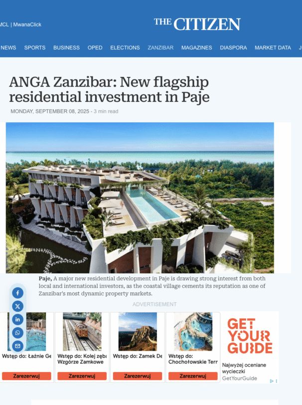 Anga Zanzibar Featured in The Citizen
